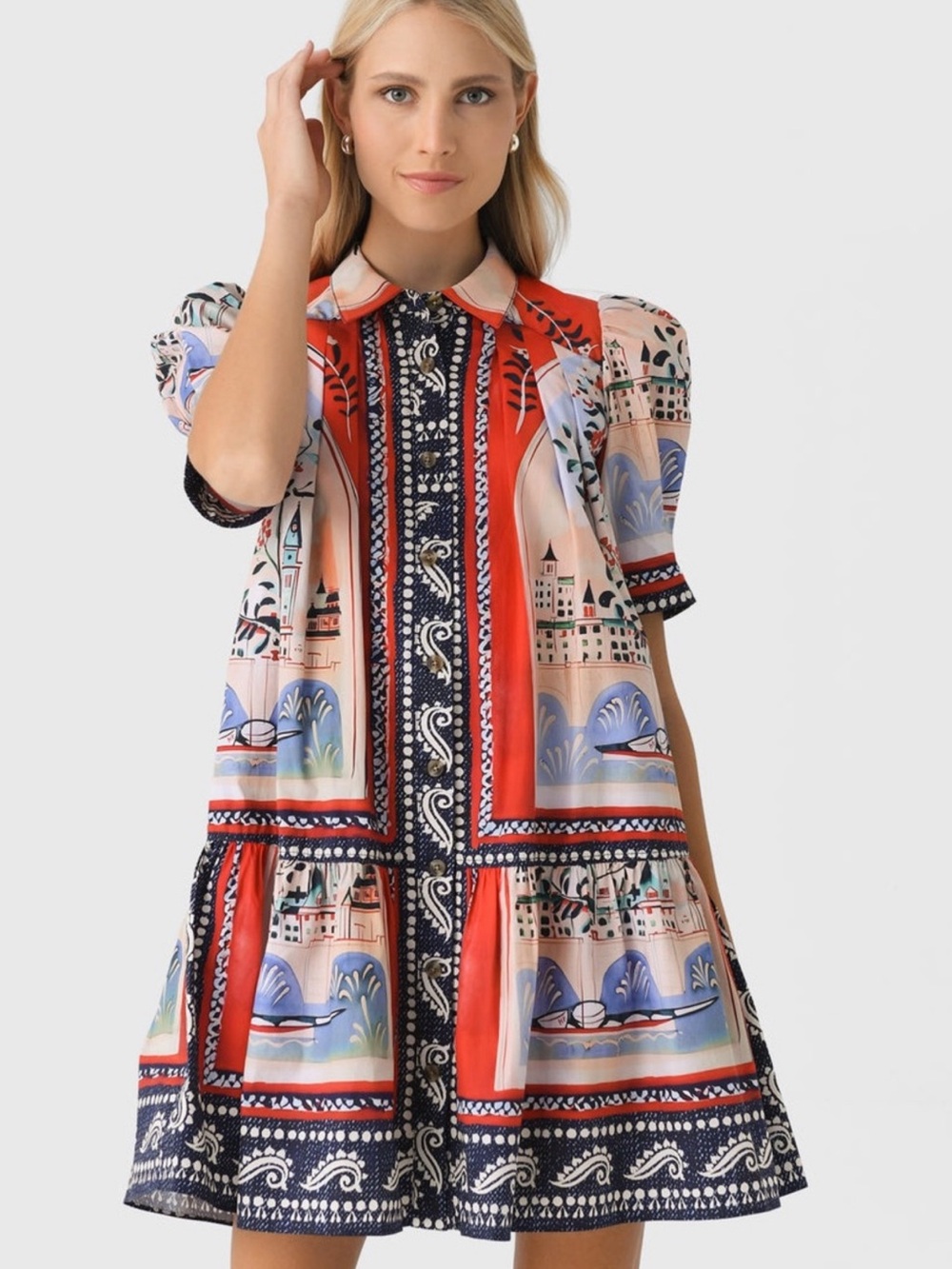 Hunter Bell Women’s Short Sleeve Leslie Dress in Coastal Village NWT Size Small
